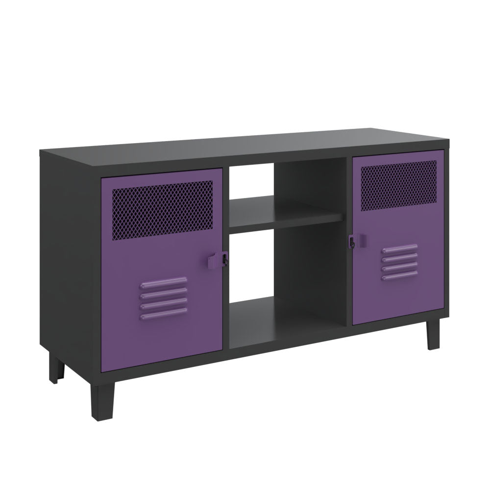 Rack TV Rock Bicolor Cuerpo Negro Puertas Violeta