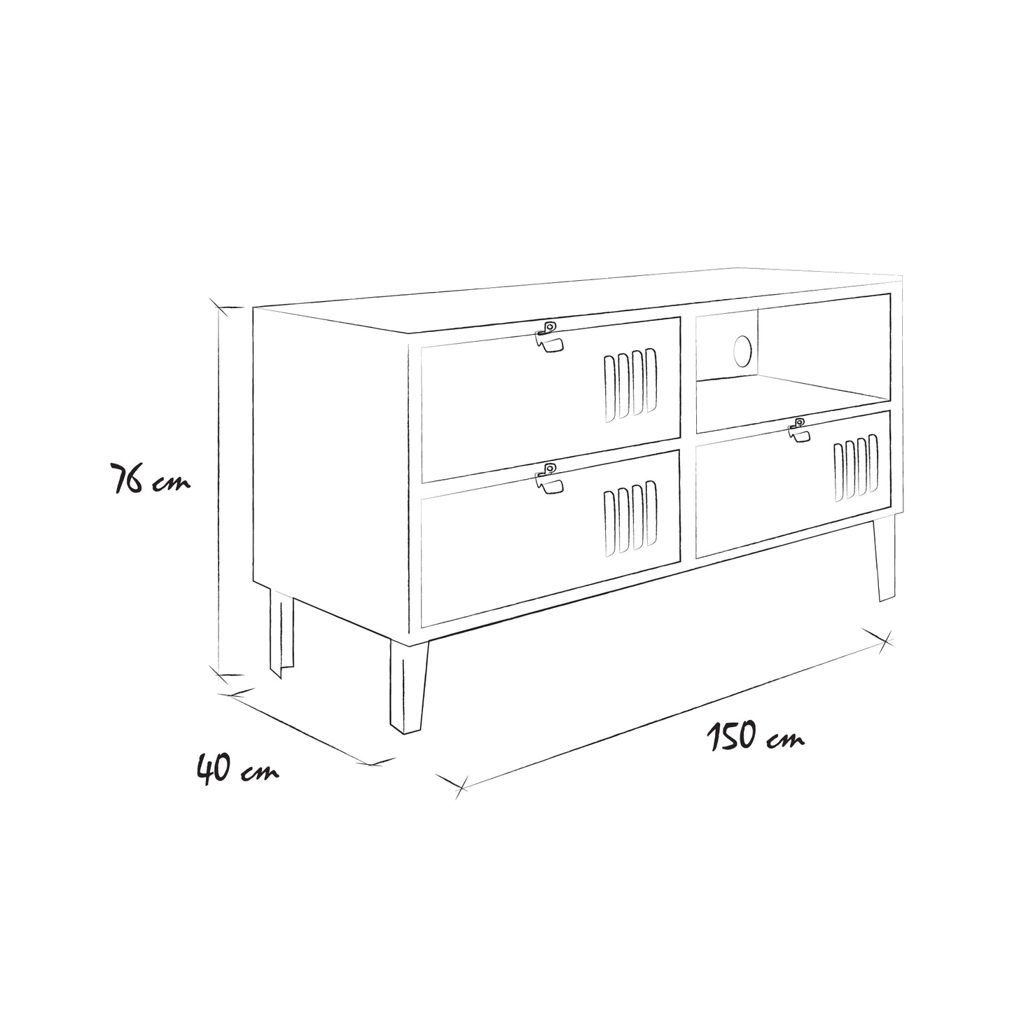 Rack TV Classic Negro Mate