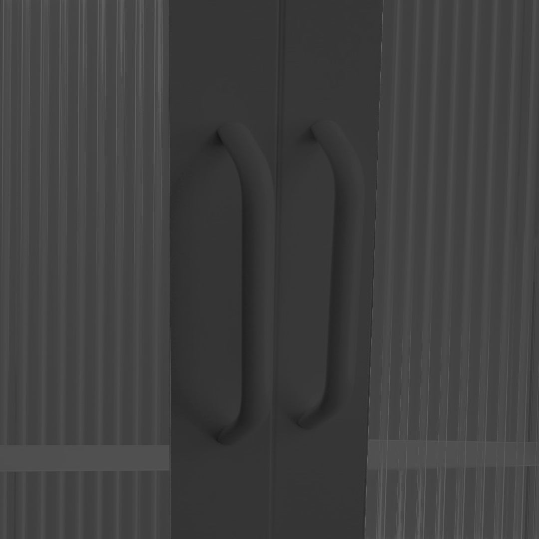 Estante Ribbed Glass Cabinet Negro Mate