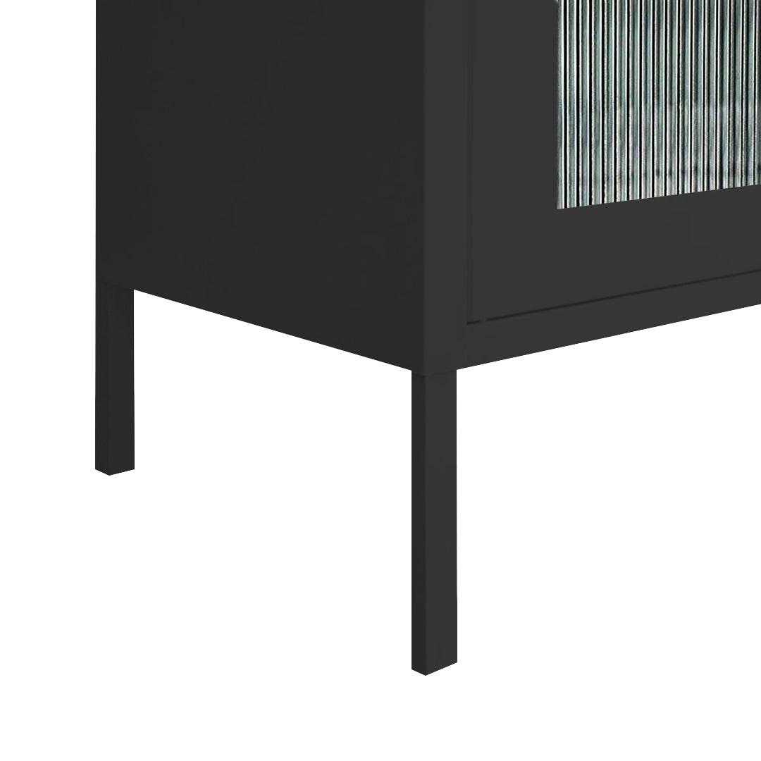 Estante Ribbed Glass Cabinet Negro Mate
