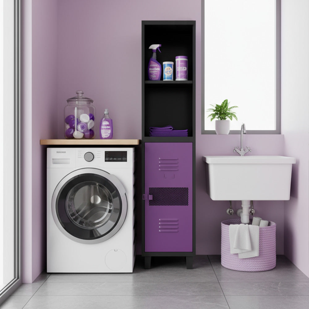 Estante Rock Bicolor Cuerpo Negro Puerta Violeta