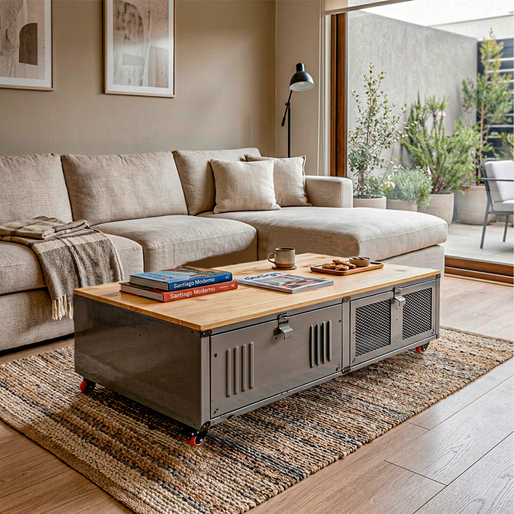 Mesa de Centro Rock Wood Acero Lacado