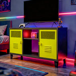 Rack TV Rock Bicolor Cuerpo Negro Puertas Amarillas