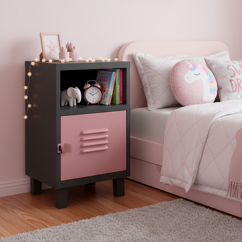 Velador Classic Bicolor Cuerpo Negro Puerta Rosada