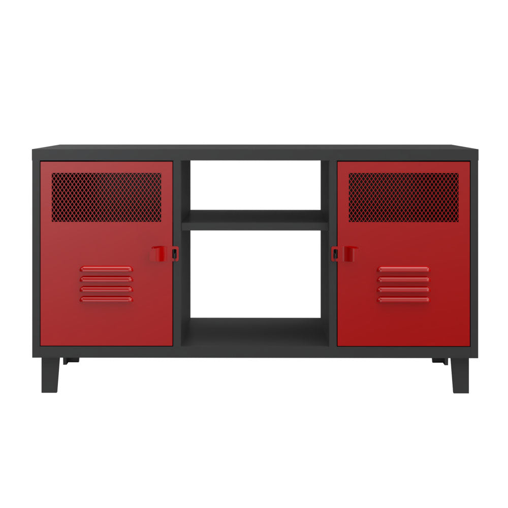 Racks Rojos Rack TV Rock Bicolor Cuerpo Negro Puertas Rojas - Rockers